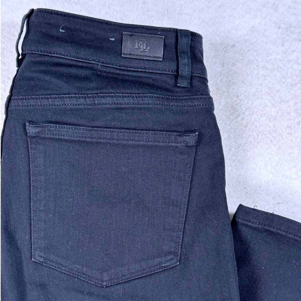 Lauren Ralph Lauren Women's Black Straight Leg Jeans‎ Size 8 Mid Rise Stretch